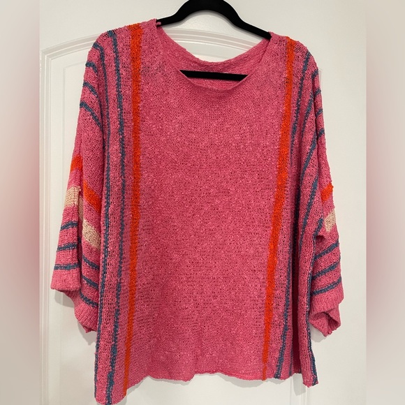 Pink Cable Knit Blouse With Stripes. NWOT XXL - Picture 6 of 7